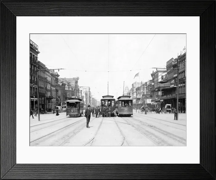 Framed Print : Streetcars on Canal St. New Orleans, La. ca. 1907