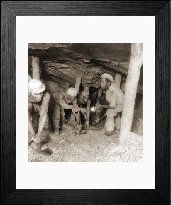 Framed Print : African gold miners developing a drift, a tunnel following a vein of ore, in the Crown Mine, in the greatest gold bearing region of the world, near Johannesburg, South Africa Framed Print : African gold miners developing a drift, a tunnel following a vein of ore, in the Crown Mine, in the greatest gold bearing region of the world, near Johannesburg, South Africa