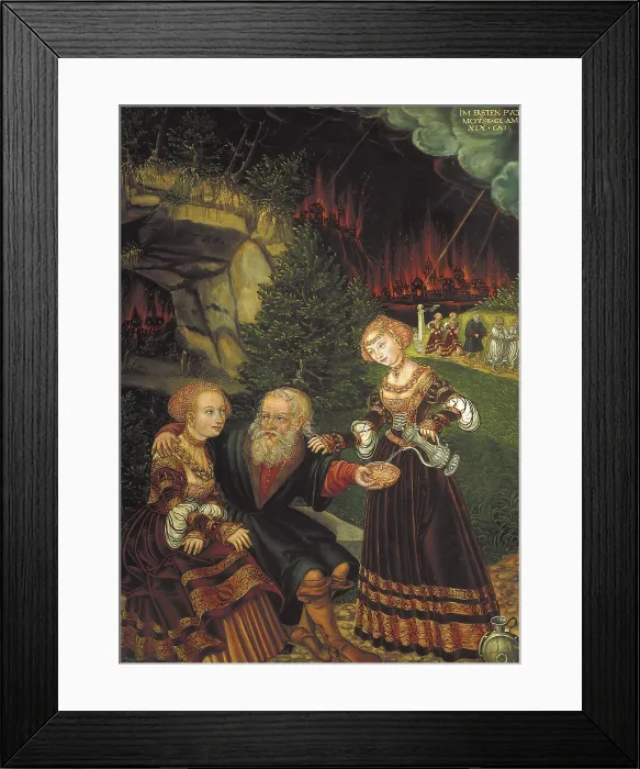 Framed Print : KRODEL, Wolfgang (1500-1561). Lot and his Daughters. 1528. Renaissance art. Oil on canvas. AUSTRIA. Vienna. Kunsthistorisches Museum Vienna (Museum of Art History)