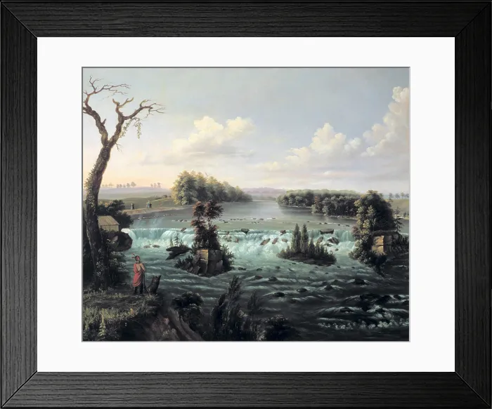 Framed Print : LEWIS, Henry (1819-1904). The Falls and town of Saint Anthony, on the Upper Mississippi. 1847. Oil on canvas. SPAIN. Madrid. Thyssen-Bornemisza Museum of Art. - J