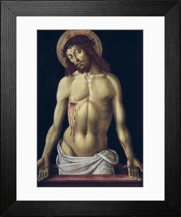 Framed Print : PERUGINO, Pietro Vannucci, called Il (1448-1523). The Crucifixion of Jesus Christ. Late s.XV-1523. SPAIN. Granada. Royal Chapel. Renaissance art. Quattrocento. Oil on wood. - P