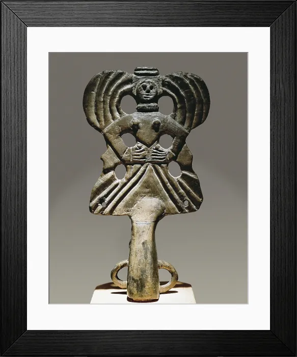 Framed Print : Staff Head (Goddess). Bronze, 17 cm. 4th century BC. Proceeds from Alexandropol Barrow, Ukraine. Scythian Art. Decorative Arts. RUSSIA. Saint Petersburg. State Hermitage Museum