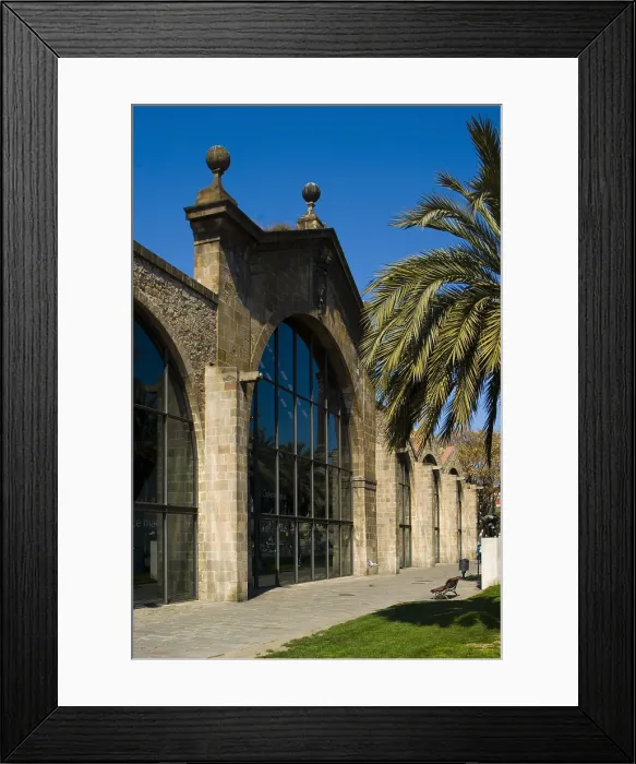 Framed Print : SPAIN. Barcelona. Raval (Chinese District). Entrance of the Drassanes Reials (Real Dockyards). Gothic building 13th - 15th century. Nowadays it houses the Maritime museum
