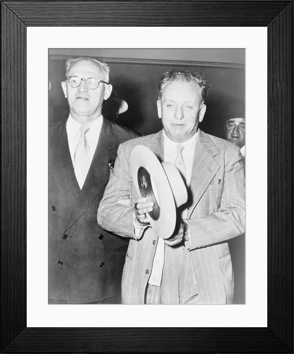 Framed Print : Roger Touhy (1898-1959), was released from prison on August 9, 1954, when a Federal court ruled his kidnapping conviction was based on perjury and was a hoax