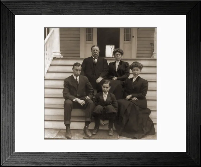 Framed Print : President William Howard Taft with his wife, Helen and children in 1909. Front row, left to right are: Robert, Charles, and Helen