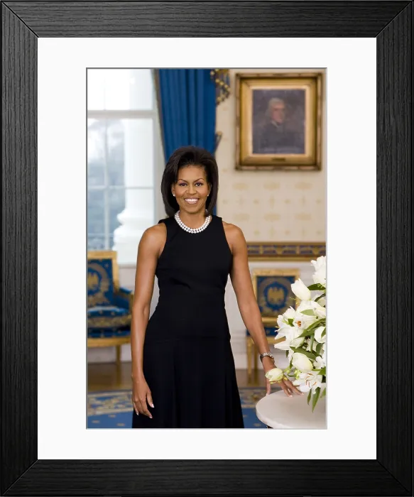 Framed Print : Michelle Obama (1964-), in her official portrait as First Lady of the United States. 2009 Framed Print : Michelle Obama (1964-), in her official portrait as First Lady of the United States. 2009