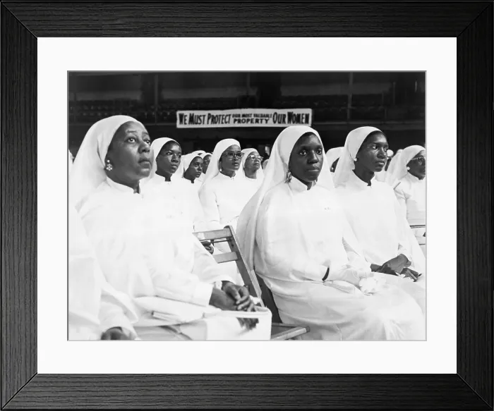 Framed Print : African American women dressed in white at a Nation of Islam meeting in New York City