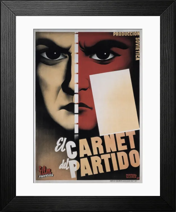 Framed Print : Spanish Civil War (1936-1939). Advertising poster of the Soviet film 'El carnet del Partido' (The Party's Card). Poster by Pedraza Blanco