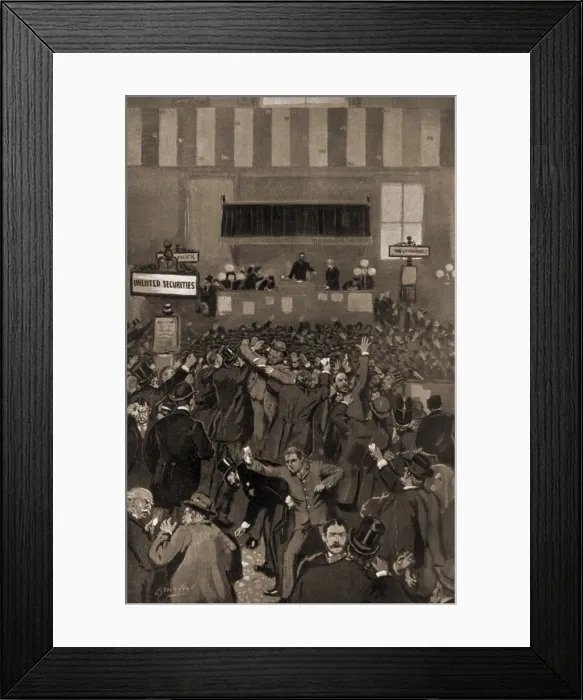 Framed Print : Financial Panic of 1893. Panic scene in the New York Stock Exchange on the morning of Friday, May 5th Framed Print : Financial Panic of 1893. Panic scene in the New York Stock Exchange on the morning of Friday, May 5th
