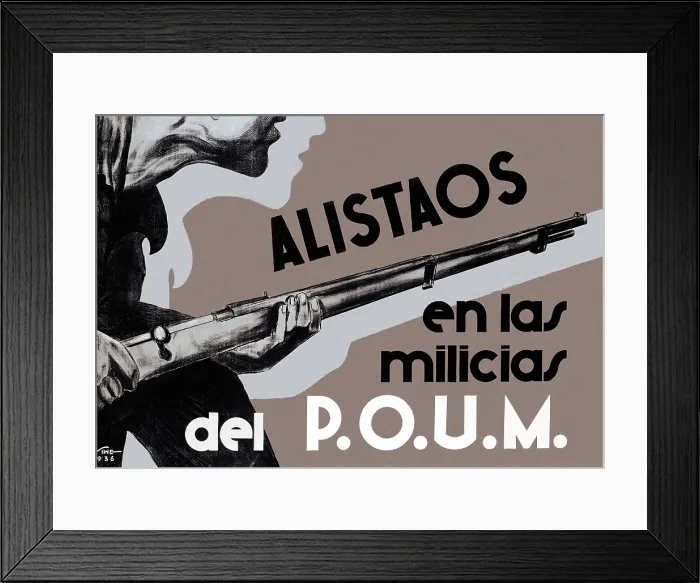 Framed Print : Spanish Civil War (1936-1939). 'Alistaos en las milicias del POUM' (Join the POUM militia). Poster by Siwe (1936). AISA / Everett Collection (21812)**US SALES ONLY** Framed Print : Spanish Civil War (1936-1939). 'Alistaos en las milicias del POUM' (Join the POUM militia). Poster by Siwe (1936). AISA / Everett Collection (21812)**US SALES ONLY**