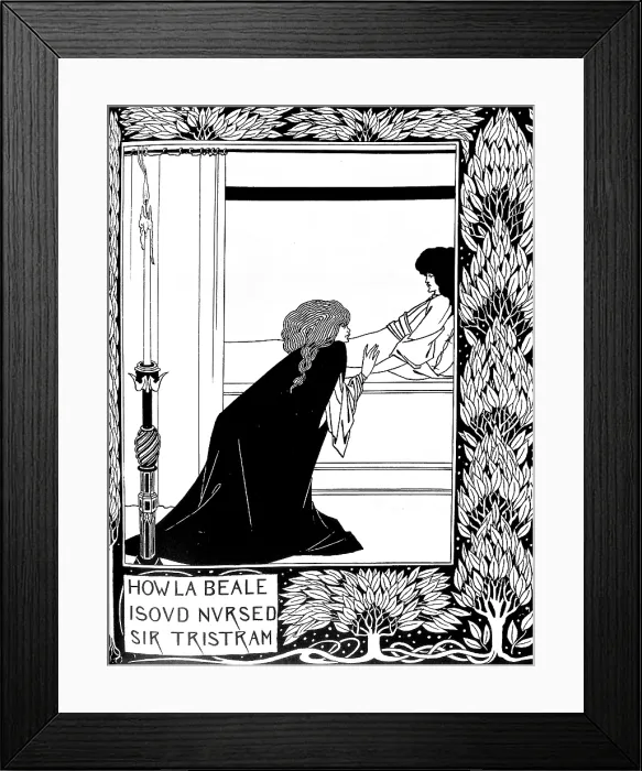 Framed Print : Iseult treats Tristan. Engraving from 'Le Morte d'Arthur' (The death of Arthur) by Sir Thomas Maloryedition illustrated by Aubrey Beardsley between 1892 and 1894