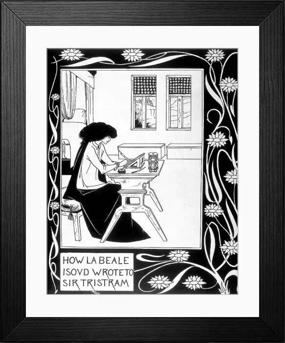 Framed Print : Iseult writing to Tristan. 'Le Morte d'Arthur' (The death of Arthur) by Sir Thomas Maloryedition illustrated by Aubrey Beardsley between 1892 and 1894. Modernism Framed Print : Iseult writing to Tristan. 'Le Morte d'Arthur' (The death of Arthur) by Sir Thomas Maloryedition illustrated by Aubrey Beardsley between 1892 and 1894. Modernism
