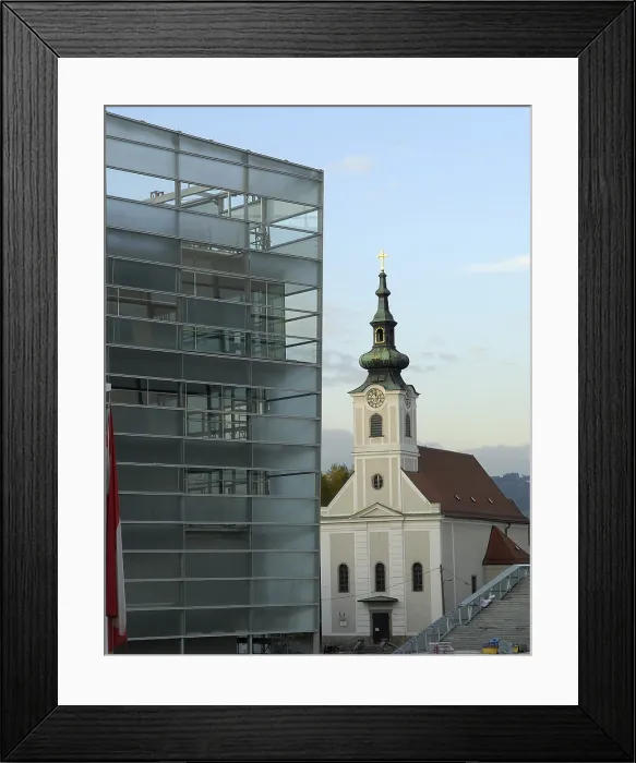 Framed Print : AUSTRIA. Linz. Ars Electronica Center and Urfahr parrish church.. AISA / Everett Collection - Image has fine art copyright Framed Print : AUSTRIA. Linz. Ars Electronica Center and Urfahr parrish church.. AISA / Everett Collection - Image has fine art copyright