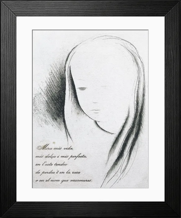 Framed Print : RIBACarles (1893-1959). Spanish writer in Catalan language. 'Tannka' (traditional Japanese verse form) by Carles Ribaillustrated by Jaume Pla i Pallej