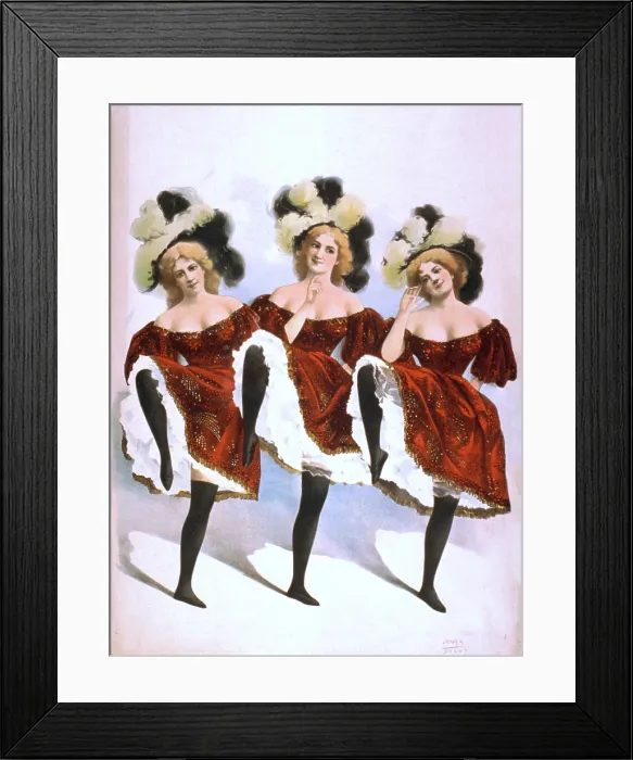 Framed Print : Chorus girls emerged as an important element of popular entertainment in the late 19th century. Low necklines and high hems attracted male audiences more than dancing artistry Framed Print : Chorus girls emerged as an important element of popular entertainment in the late 19th century. Low necklines and high hems attracted male audiences more than dancing artistry