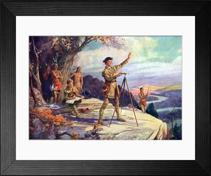 Framed Print : George Washington as a young surveyor. 19th century painting Framed Print : George Washington as a young surveyor. 19th century painting