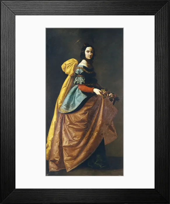 Framed Print : ZURBARAN, Francisco de (1598-1664). Saint Casilda. ca. 1640. St. Elizabeth of Portugal appears dressed with a lady's costum from the 17th century. Baroque art. Oil on canvas