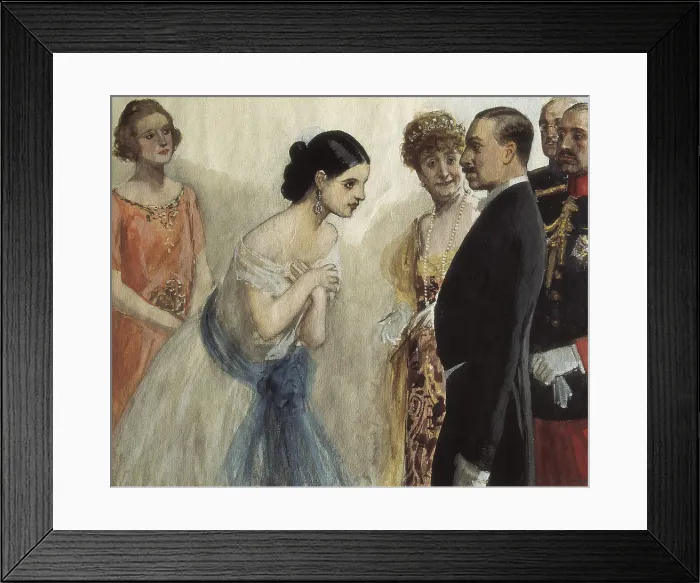 Framed Print : LOZANO SIDRO, Adolfo (1872-1935). Introducing a lady to Alfonso XIII of Spain. Oil on canvas. Private Collection. - CAGP / Iberfoto / Everett Collection (509171)**US SALES ONLY**