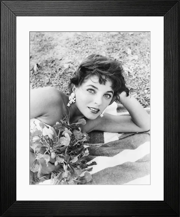 Framed Print : SEA WIFE, Joan Collins, on-set, between takes, 1957, 20th Century Fox, TM & Copyright / Courtesy: Everett Collection