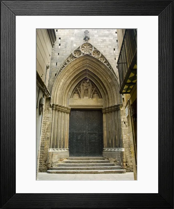 Framed Print : SPAIN. Barcelona. Born Quarter. Santa Maria del Mar. Side door dels Sombrerers. Gothic art. Fabrizio Finetti / AISA / Everett Collection (189171)**US SALES ONLY** Framed Print : SPAIN. Barcelona. Born Quarter. Santa Maria del Mar. Side door dels Sombrerers. Gothic art. Fabrizio Finetti / AISA / Everett Collection (189171)**US SALES ONLY**