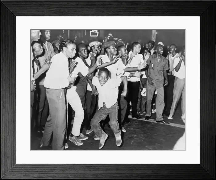 Framed Print : On Harlem's Lenox Avenue young African Americans chant and taunt New York City police during the riot of July 15-16, 1964