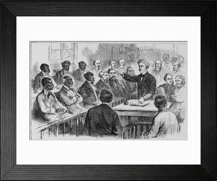 Framed Print : A racially integrated jury in the U.S. South in 1867