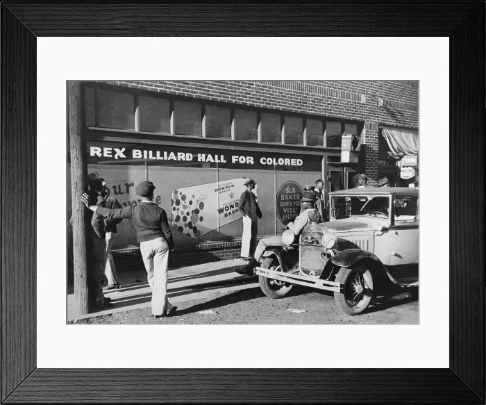 Framed Print : Young African American men hanging out at a segregated billiard parlor in Leland, Mississippi. 1937