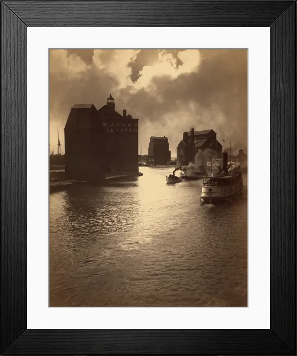 Framed Print : George Barker (1844-1894), Canadian photographer, created this luminous image of grain elevators, in Buffalo, New York in 1883 Framed Print : George Barker (1844-1894), Canadian photographer, created this luminous image of grain elevators, in Buffalo, New York in 1883