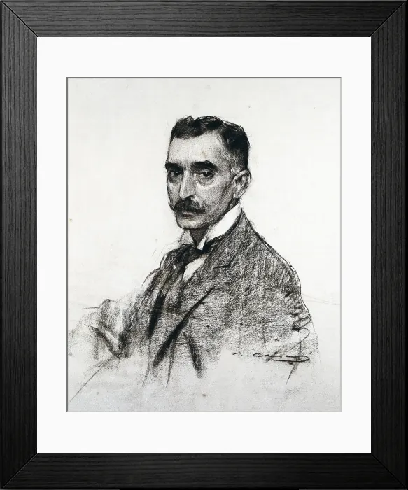 Framed Print : CASAS i CARBO, Ramon (1866-1932). Portrait of Francesc Maci. 1899 - 1909. Charcoal and pastel drawing. Modernism. Drawing. SPAIN. Barcelona. National Art Museum of Catalonia. - J