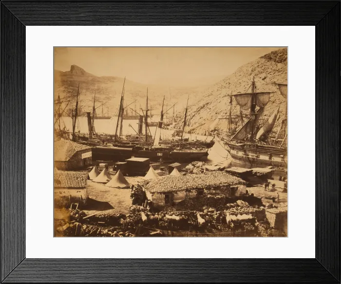 Framed Print : COSSACK BAY, BALAKLAVA, 1855. Photo by Roger Fenton showing equipment and supplies for British forces in Crimean War
