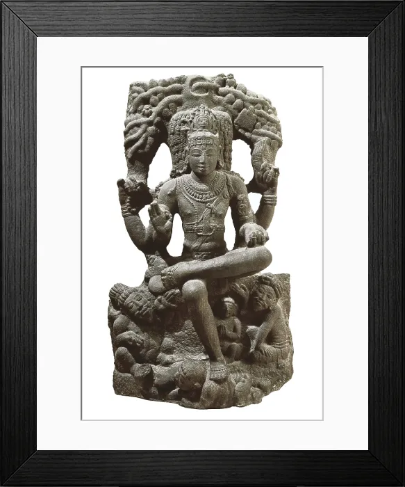 Framed Print : Shiva Vyakhyana daksinamurti. 12th-13th c. Granite. Hindu art. Sculpture. FRANCE. Paris. Guimet Museum. Proc: INDIA. TAMIL NADU