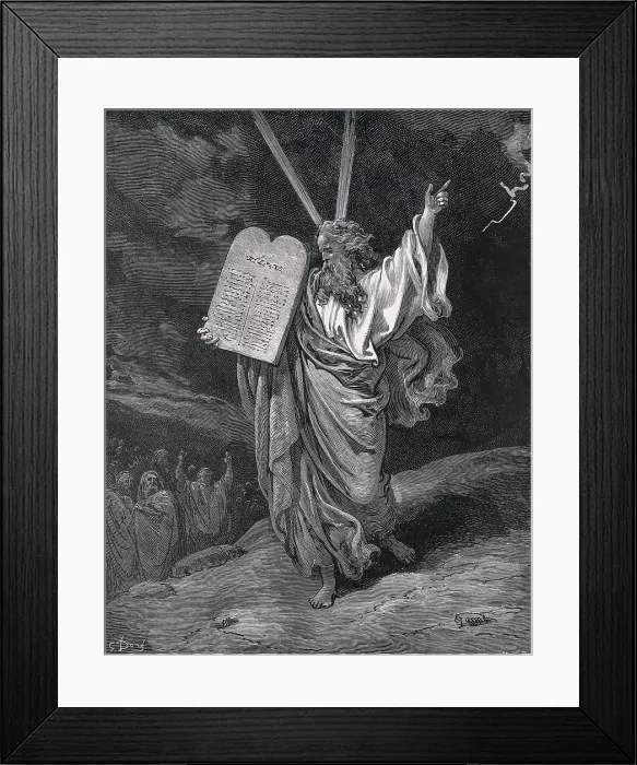 Framed Print : Dore, Paul Gustave (1832-1883). La Sainte Bible. 1866. Moses returning from Sinai. Romanticism. Engraving. - J. Bedmar / Iberfoto / Everett Collection (221802)**US SALES ONLY**