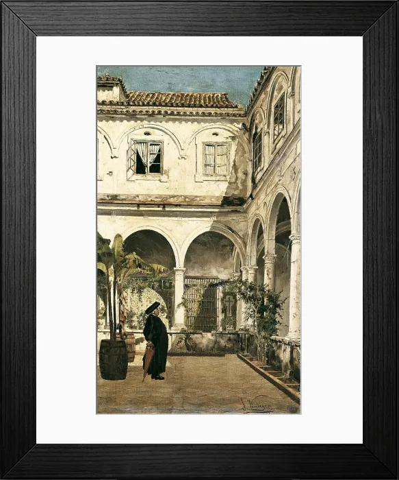 Framed Print : VINIEGRA Y LASSOSalvador (1862-1915). Courtyard of the convent of San Francisco in Cadiz. 1881 Framed Print : VINIEGRA Y LASSOSalvador (1862-1915). Courtyard of the convent of San Francisco in Cadiz. 1881