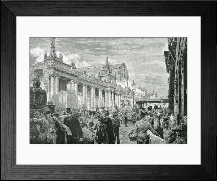Framed Print : Germany (1892). Second Reich. Socialist demonstration in Market Square (25th February 1892). The police is watching over the attempts of assembly of workers. Engraving