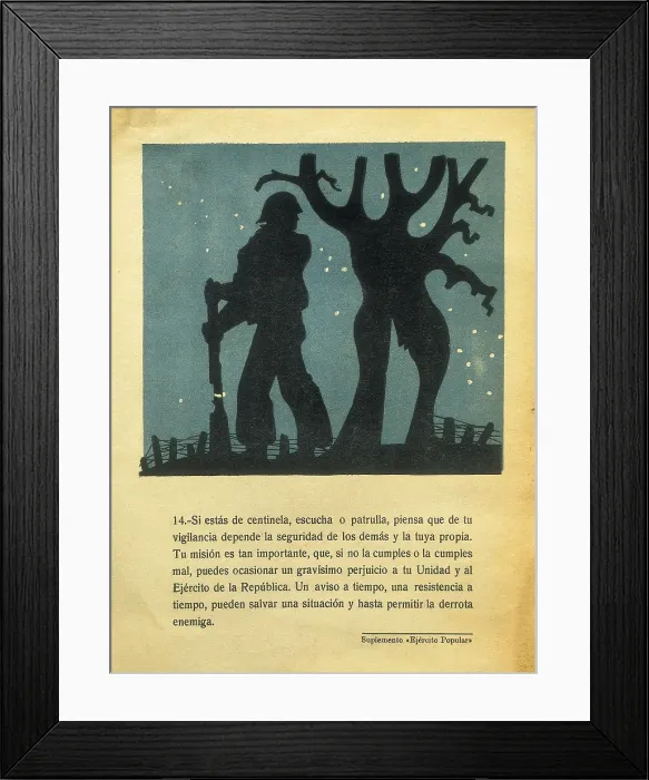Framed Print : Spanish civil War (1936-1939). Supplement of the journal 'Ejrcito Popular' (Popular Army)edited by the Undersecretary of Propaganda of Barcelona