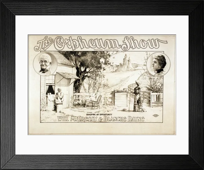 Framed Print : GRASPING AN OPPORTUNITY, 1900. Martin Beck's Orpheum theaters presented vaudeville troupes who traveled by train across the country Framed Print : GRASPING AN OPPORTUNITY, 1900. Martin Beck's Orpheum theaters presented vaudeville troupes who traveled by train across the country