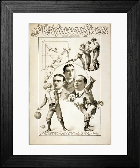 Framed Print : The Orpheum Show. Vaudeville poster advertising an acrobatic act