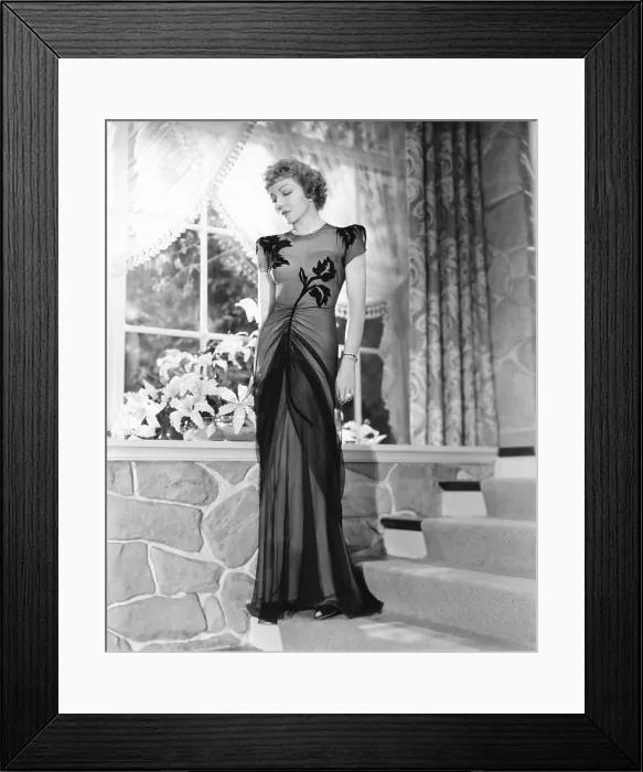 Framed Print : SKYLARK, Claudette Colbert in evening gown designed by Irene, 1941