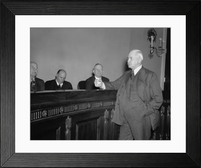 Framed Print : Jesse Jones defends the RFC policies to a House committee. Dec. 1, 1937