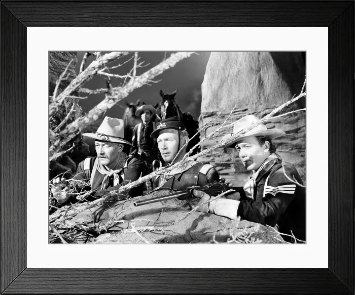 Framed Print : SHE WORE A YELLOW RIBBON, from left, John Wayne, Harry Carey, Jr. Ben Johnson, 1949 Framed Print : SHE WORE A YELLOW RIBBON, from left, John Wayne, Harry Carey, Jr. Ben Johnson, 1949