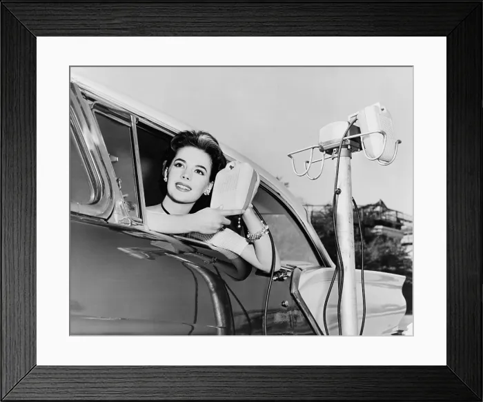 Framed Print : Natalie Wood (1938-1981), child actress who became a major movie star, promoting new drive in-movie speakers in Hollywood, California. 1957 Framed Print : Natalie Wood (1938-1981), child actress who became a major movie star, promoting new drive in-movie speakers in Hollywood, California. 1957