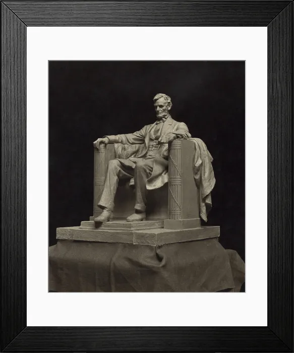 Framed Print : Daniel C. French's working model for the monumental statue for the Lincoln Memorial. Ca. 1916