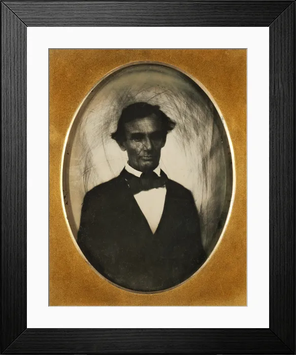 Framed Print : Ambrotype of Abraham Lincoln, taken in Pittsfield, Illinois, two weeks before the final Lincoln-Douglas debate in Lincoln's unsuccessful bid for the Senate, October 1, 1858
