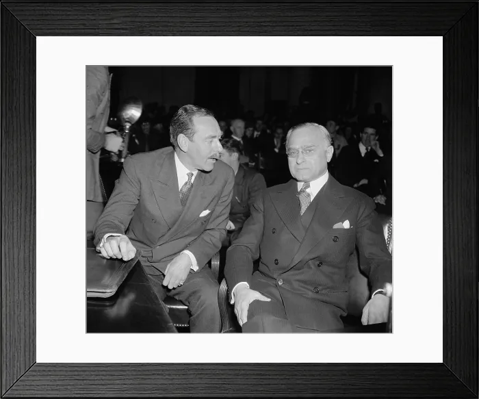 Framed Print : Felix Frankfurter (right) with his counsel Dean Acheson. Jan 12, 1939. Frankfurter, a Supreme Court Nominee, was about to testify before the Senate Judiciary Subcommittee