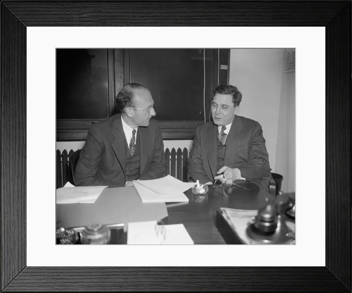 Framed Print : David Lillienthal, TVA Director (left) meeting with Wendell L. Willkie. Mar 16, 1938. Willkie lobbied against the TVA in 1933