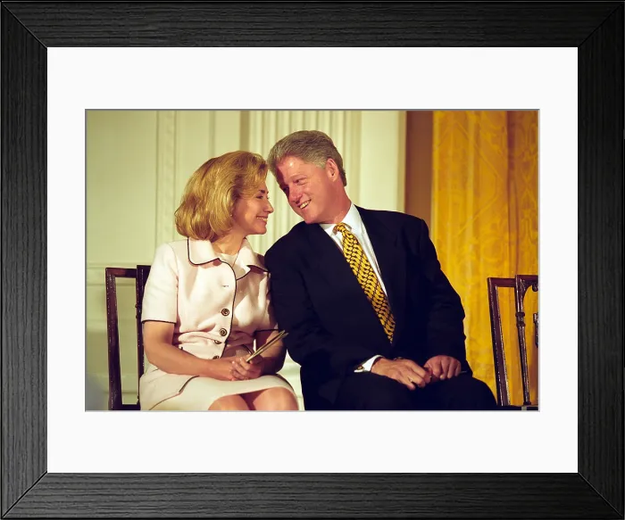 Framed Print : First Lady Hillary Clinton and her husband, President Bill Clinton