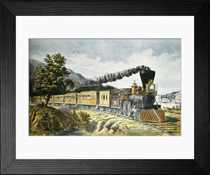 Framed Print : American Express Train (19th c.). Litography. - BeBa / Iberfoto / Everett Collection (323654)**US SALES ONLY**