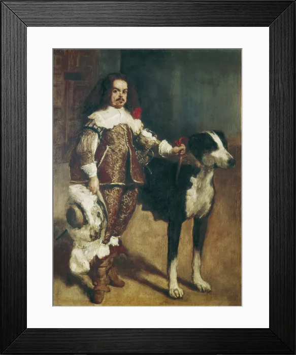 Framed Print : VELAZQUEZ, pupil of (17th century). Court Dwarf Don Antonio el Ingles. 1640 - 1645. Portrait with mastiff dog and sword. Baroque art. Oil on canvas. SPAIN. Madrid. Prado Museum Framed Print : VELAZQUEZ, pupil of (17th century). Court Dwarf Don Antonio el Ingles. 1640 - 1645. Portrait with mastiff dog and sword. Baroque art. Oil on canvas. SPAIN. Madrid. Prado Museum