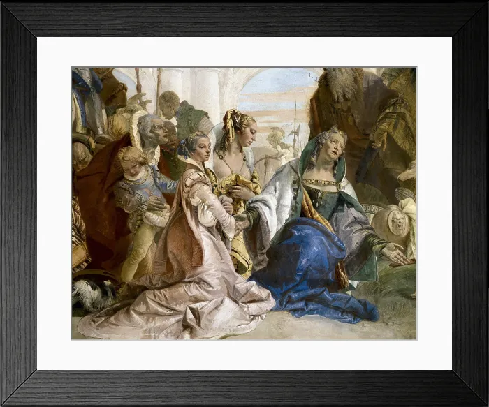 Framed Print : TIEPOLO, Giovanni Battista (1696-1770). The Continence of Alexander the Great. 1743. ITALY. Montecchio Maggiore. Villa Cordellina Lombardi. Detail of kneeling women. Baroque art Framed Print : TIEPOLO, Giovanni Battista (1696-1770). The Continence of Alexander the Great. 1743. ITALY. Montecchio Maggiore. Villa Cordellina Lombardi. Detail of kneeling women. Baroque art
