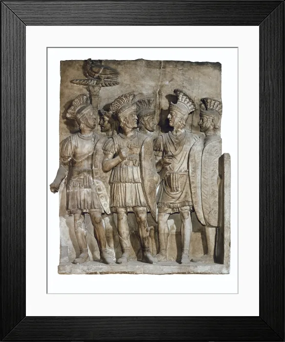 Framed Print : Soldiers of the Praetorian Guard. 2nd c. Roman art. Early Empire. Relief on marble. FRANCE. Paris. Louvre Museum. - Iberfoto / Everett Collection (324284)**US SALES ONLY**